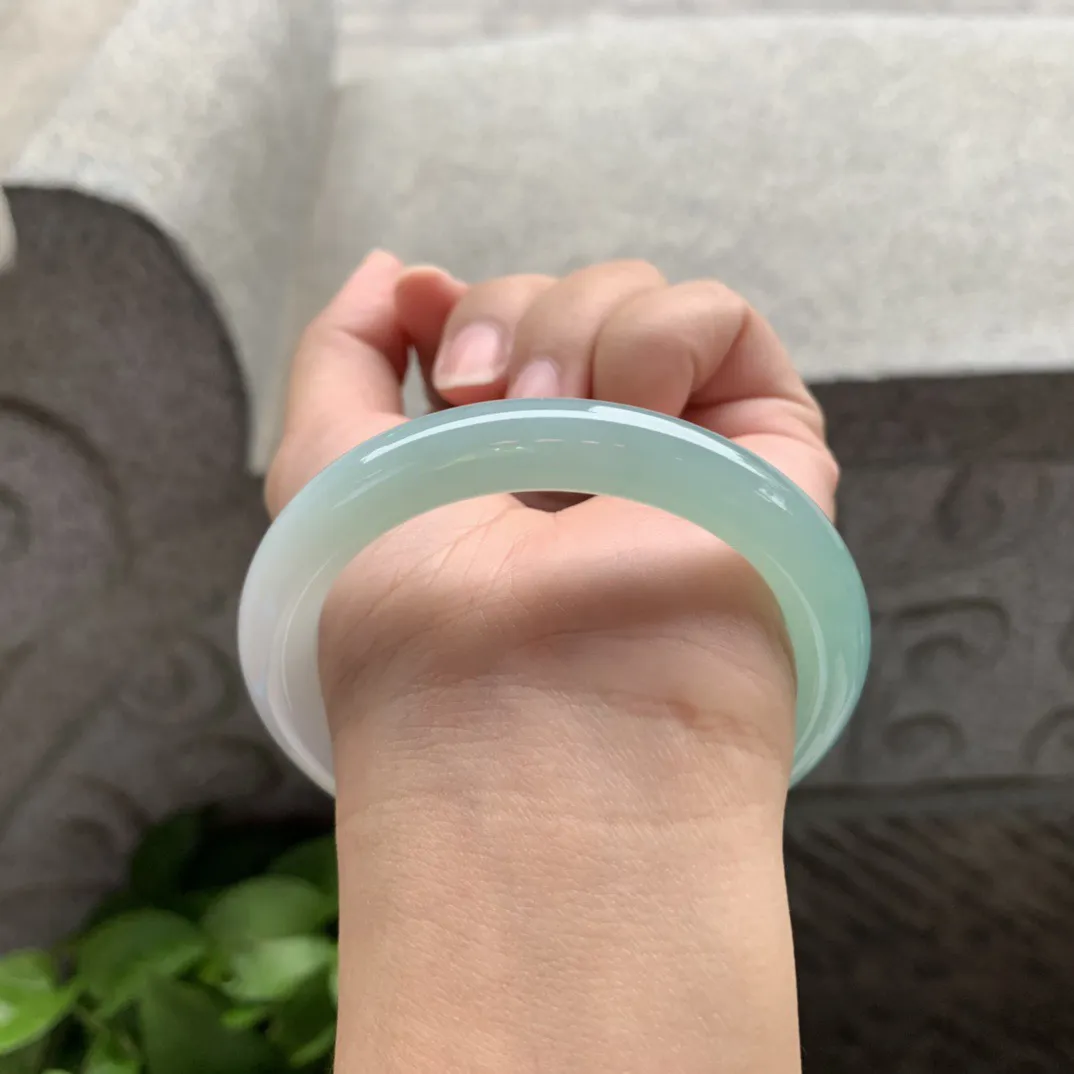 圈口 54.5-9【冰果绿圆条手镯】圆条54 55可戴
