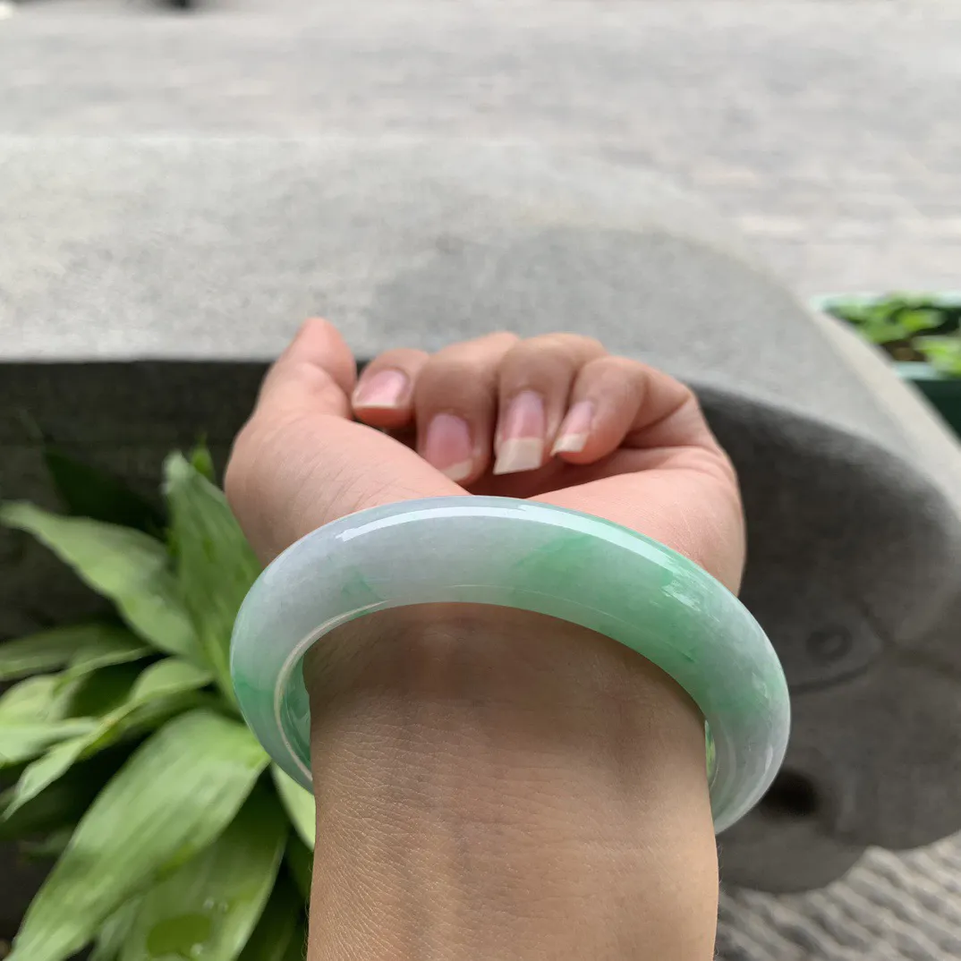 大圈口58-12.8-10.2 【飘阳绿正圈手镯】正圈58 59可戴