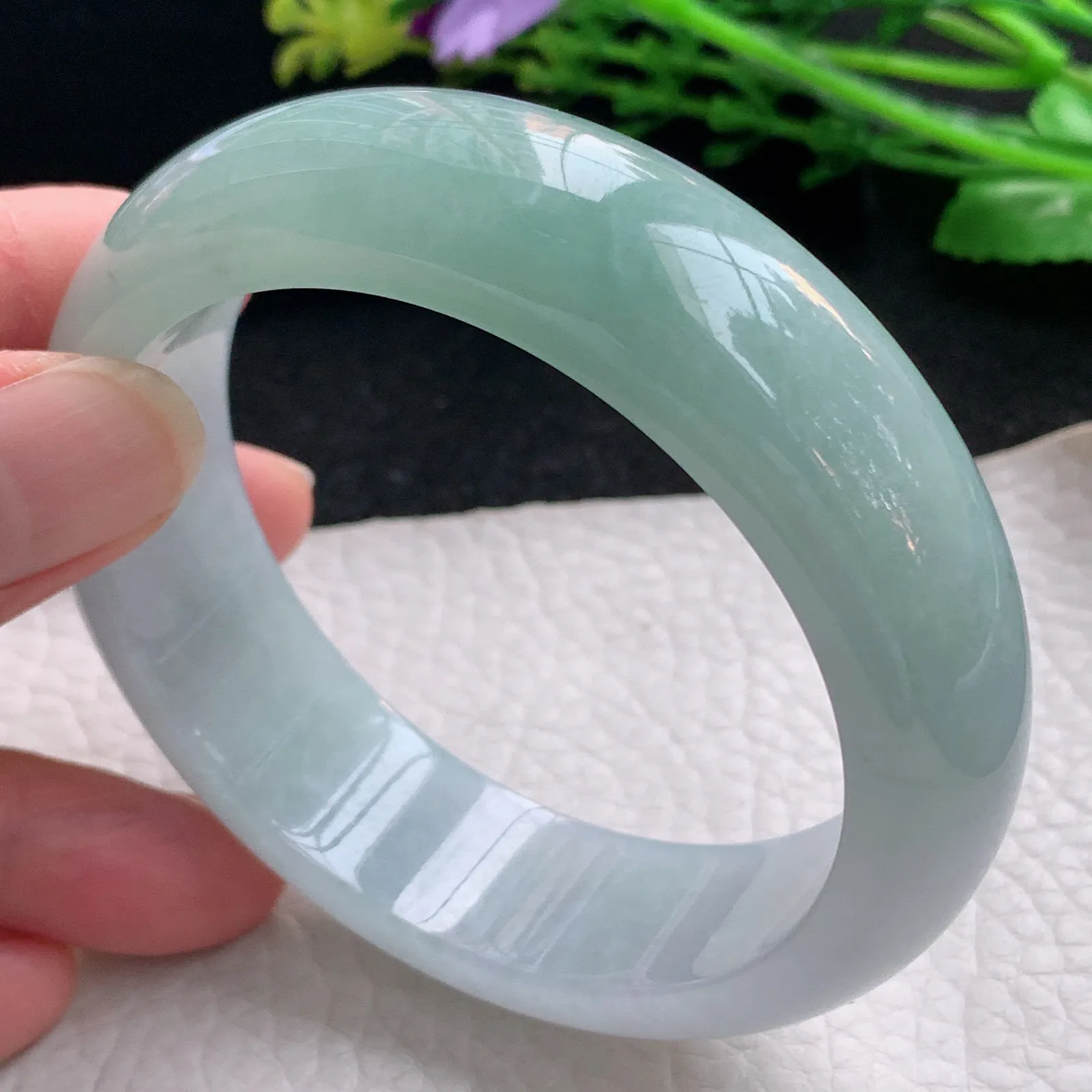 nr自然光58.5*17.5*8.5轮胎镯 缅甸翡翠a货玉手镯半山水厚装玉手环