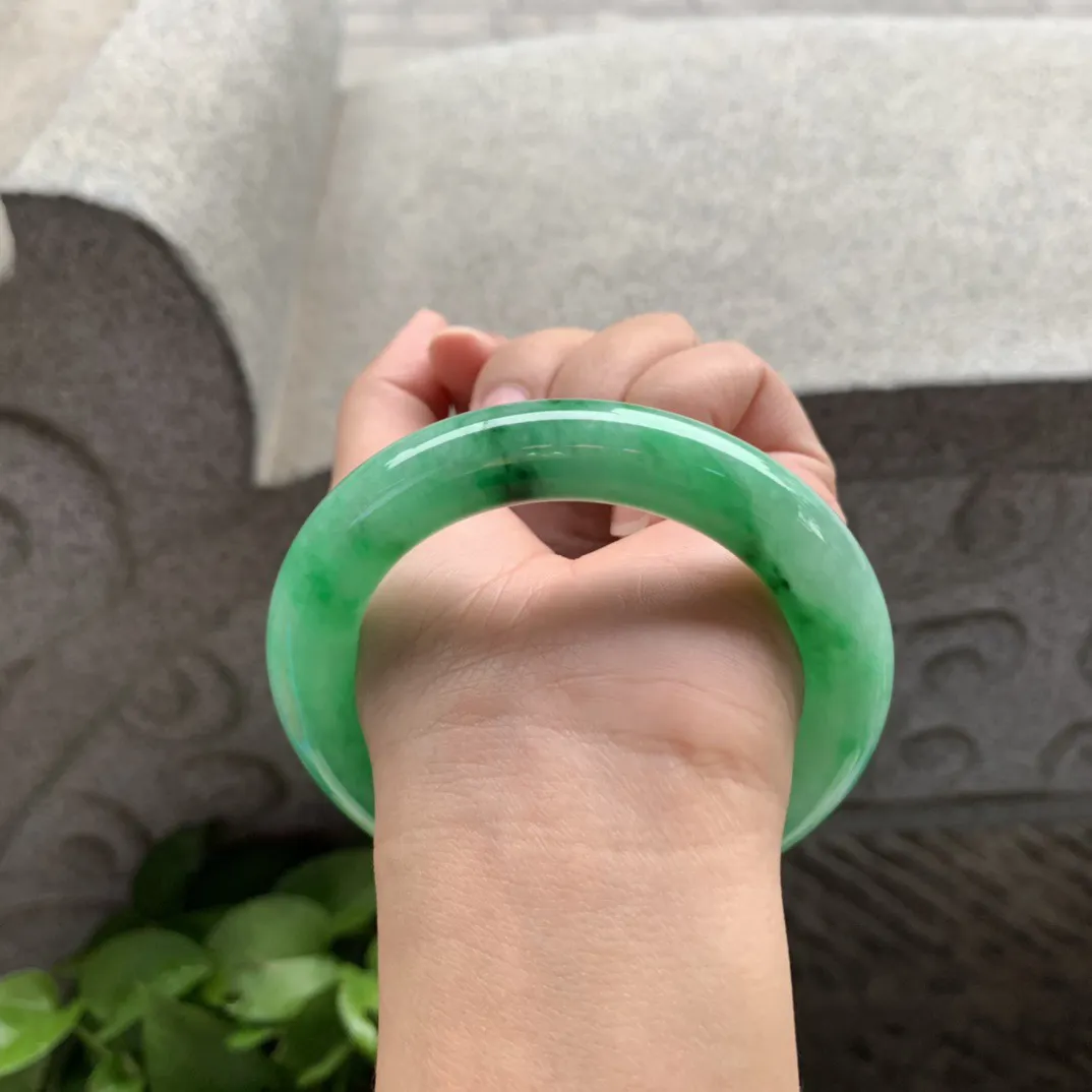 圈口 56.5-11.3【满阳绿圆条手镯】圆条56 57可戴