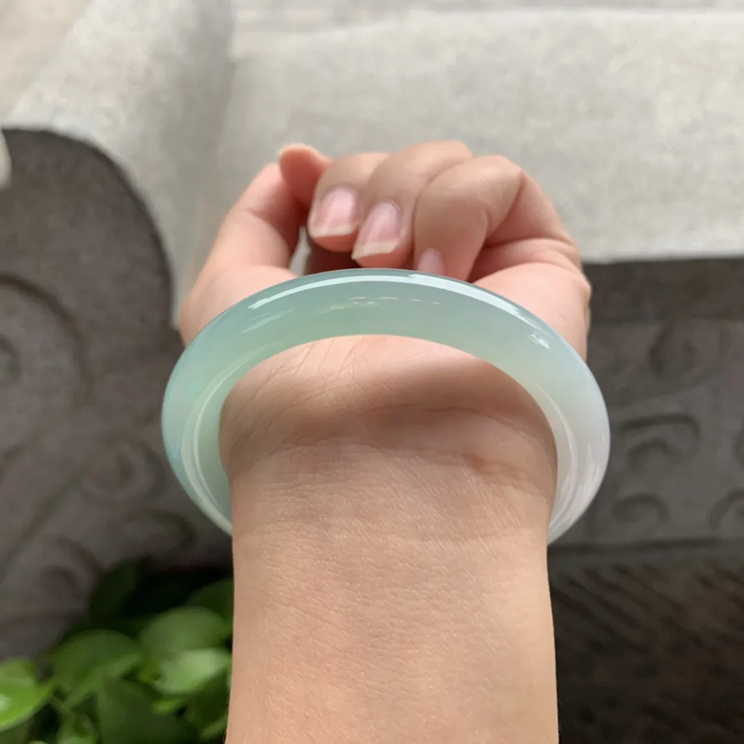 圈口 54.5-9【冰果绿圆条手镯】圆条54 55可戴