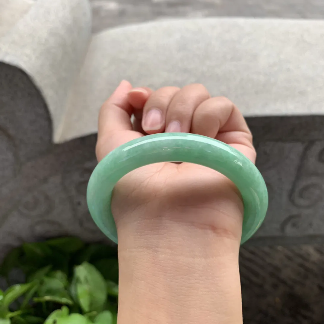 圈口57.1-11.6 【满绿圆条手镯】圆条57 58可戴