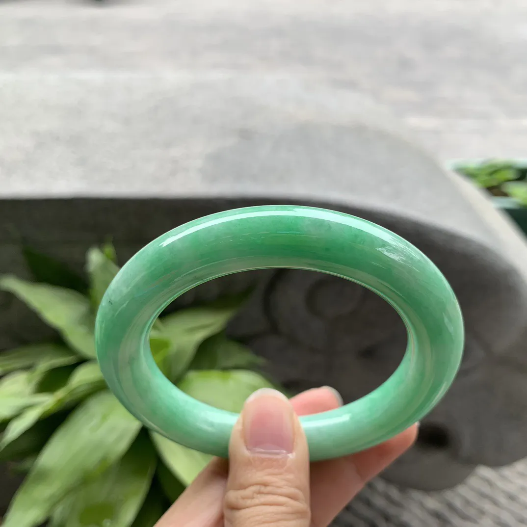 圈口 57.5-11.3【满绿圆条手镯】圆条57 58可戴