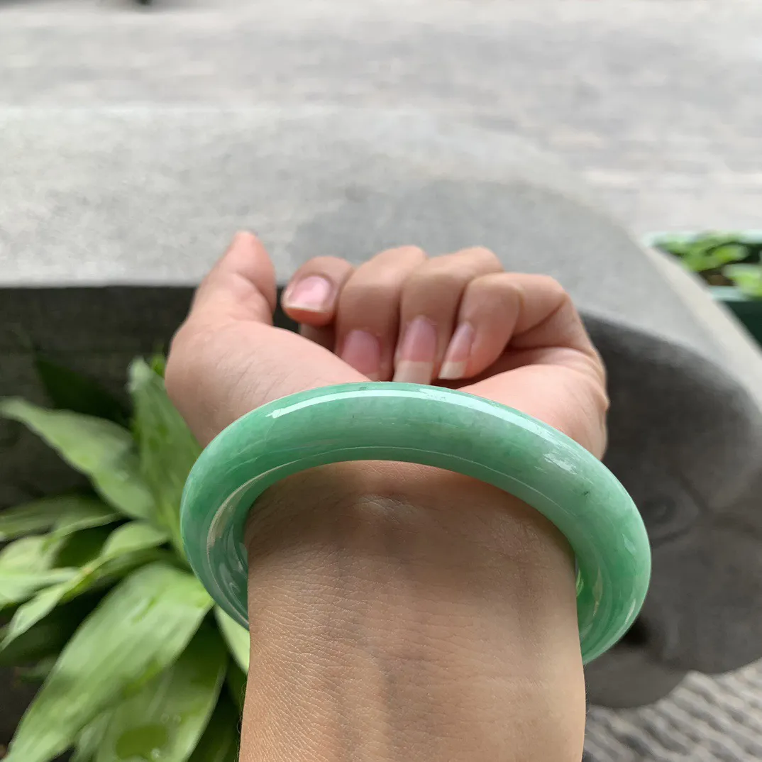 圈口 57.5-11.3【满绿圆条手镯】圆条57 58可戴