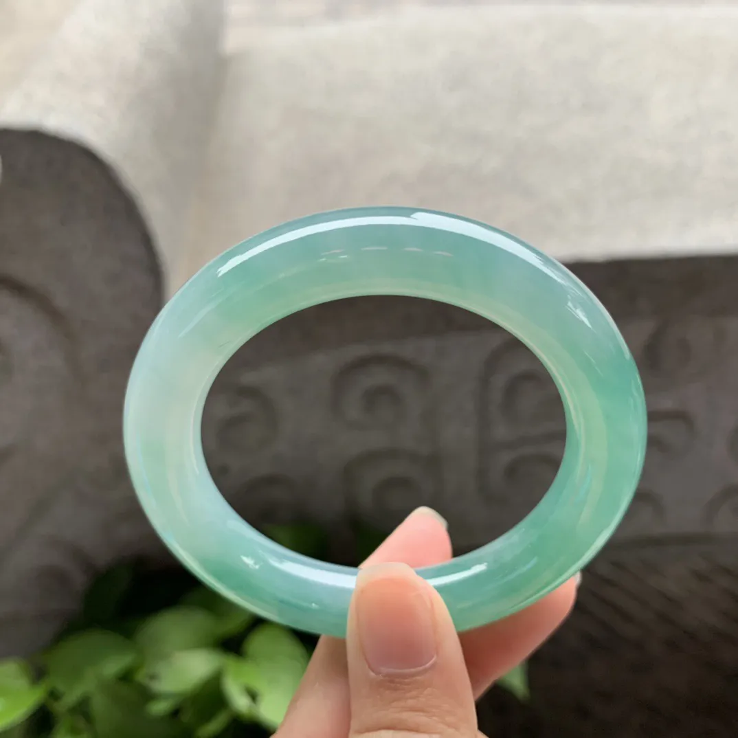 小圈口 50.7-11【冰蓝绿圆条手镯】圆条50 51可戴