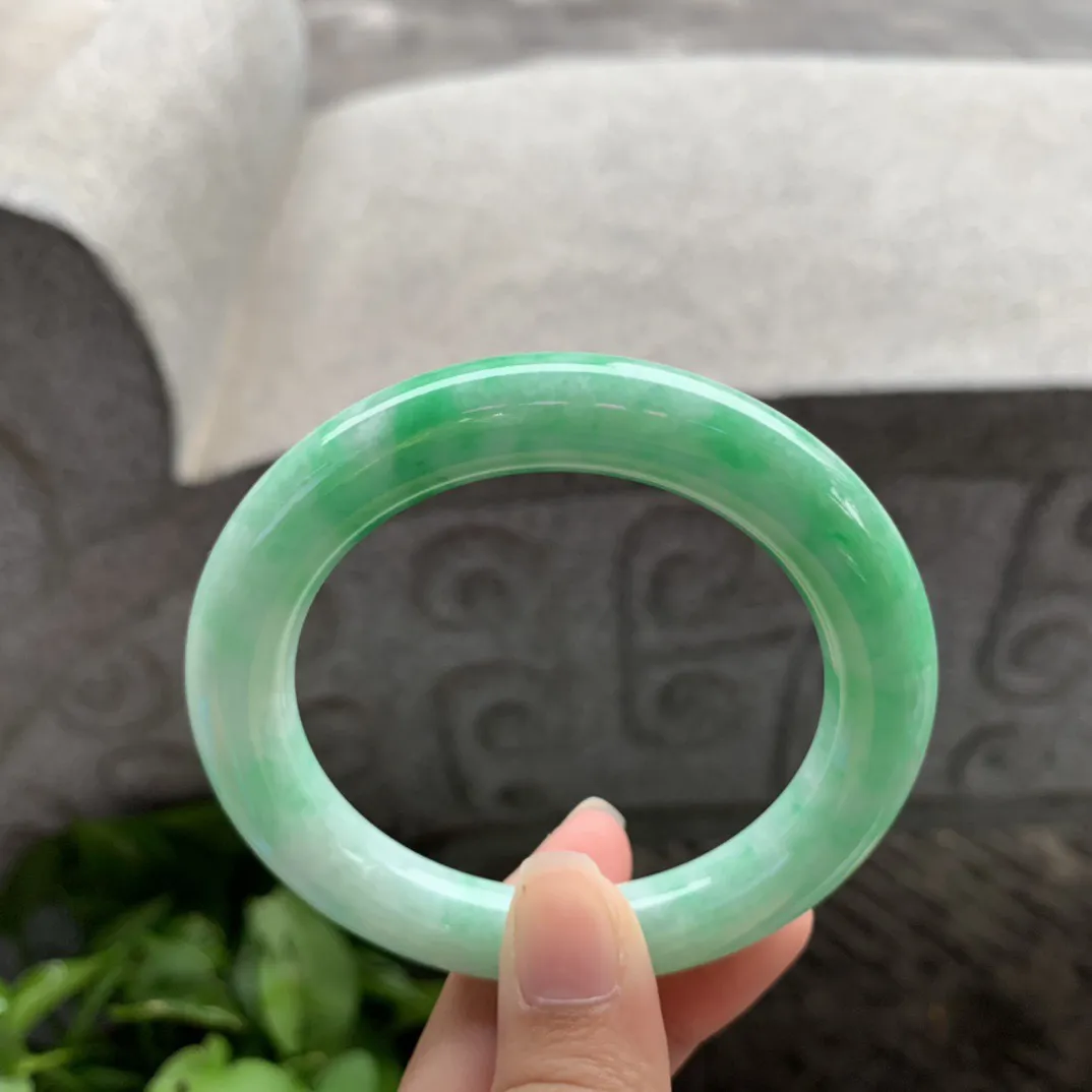 圈口54.4-10.2 【阳绿圆条手镯】圆条54 55可戴