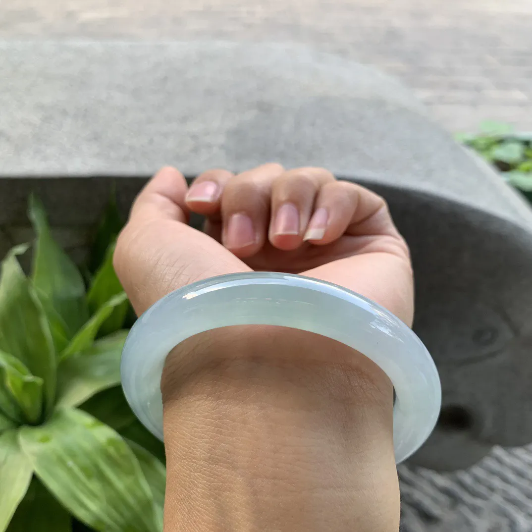 圈口56.3-10.7 【冰晴蓝圆条手镯】圆条56 57可戴