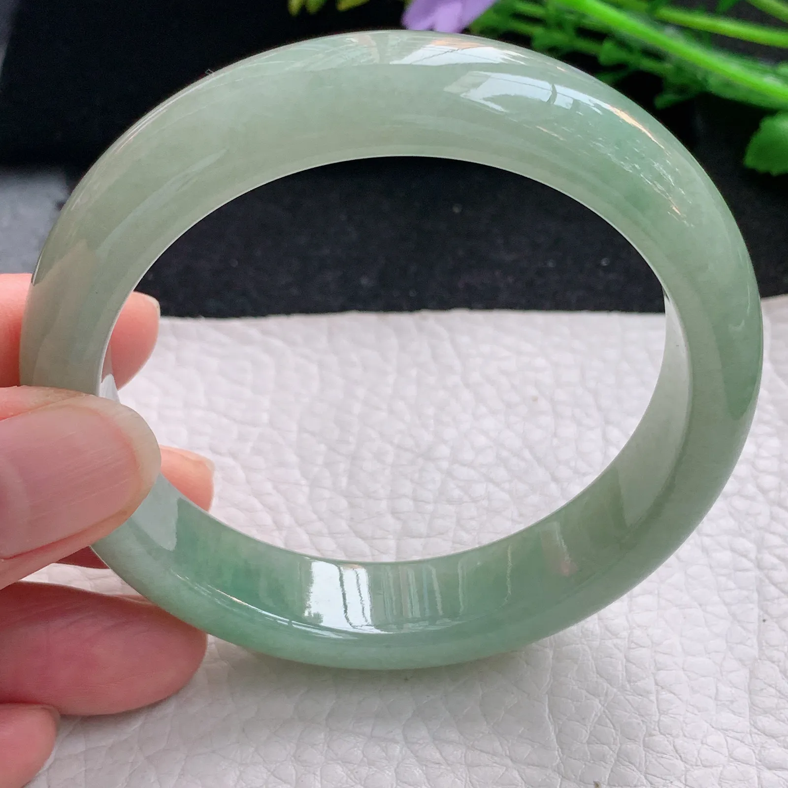 xx自然光58.5*13.8*8.2平安镯 缅甸翡翠a货玉手镯满绿宽边玉手环