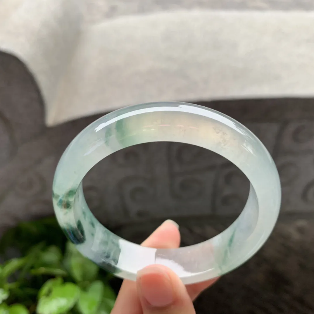 大圈口 58.5-14.8-8.4【高冰飘花正圈手镯】正圈58 59可戴