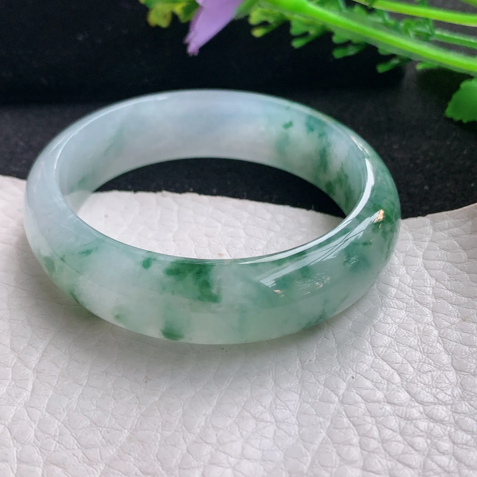 ay自然光54.5*47.8*13.9*7.2贵妃镯 缅甸翡翠a货玉手镯冰飘花蛋形玉手环