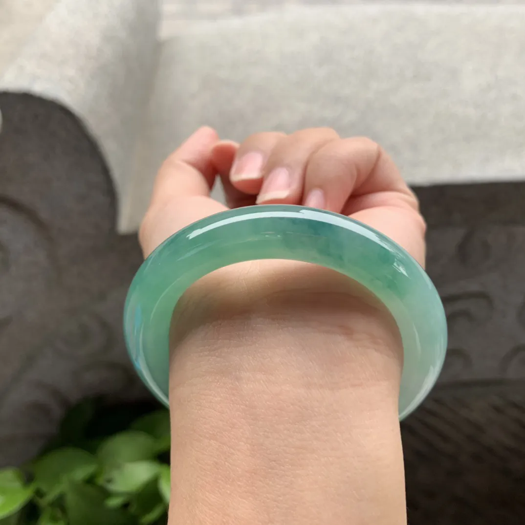 小圈口 50.7-11【冰蓝绿圆条手镯】圆条50 51可戴