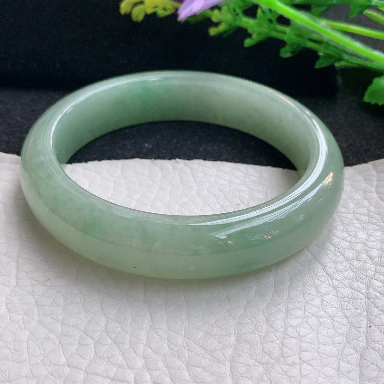 xx自然光58.5*13.8*8.2平安镯 缅甸翡翠a货玉手镯满绿宽边玉手环