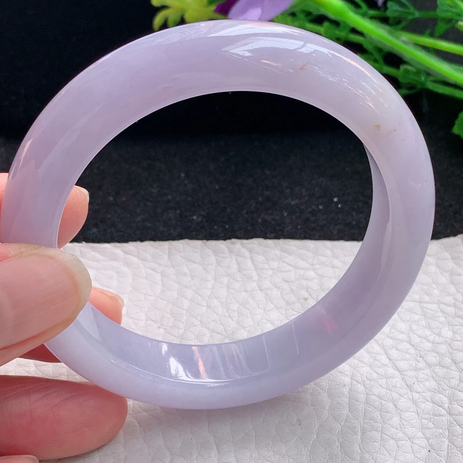 nr自然光55*12.5*9平安镯 缅甸翡翠a货玉手镯紫罗兰宽边玉手环