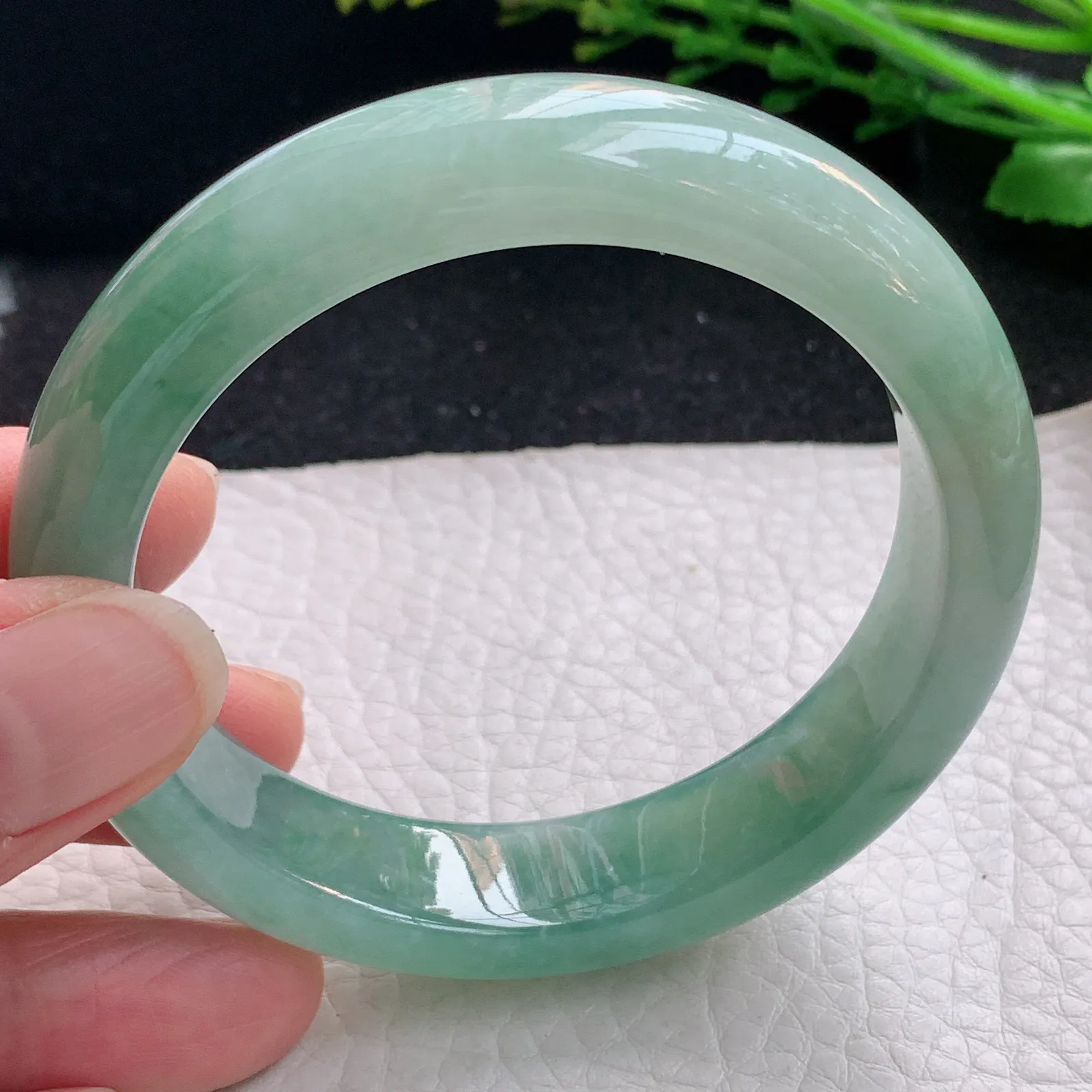 js自然光56*13.5*8.3平安镯 缅甸翡翠a货玉手镯冰润韵味宽边玉手环