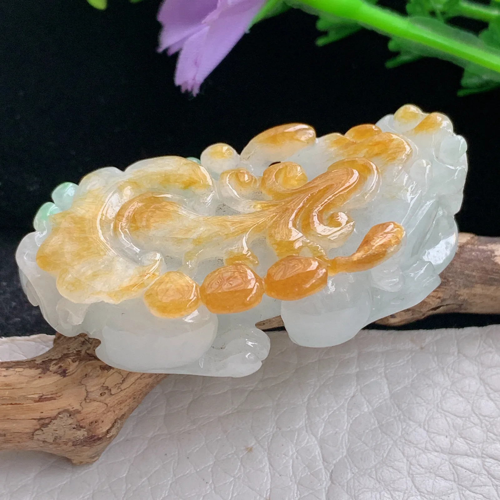 ws实拍50.8*23.6*15缅甸翡翠精雕三彩招财貔貅 玉皮休玉吊坠 玉挂件