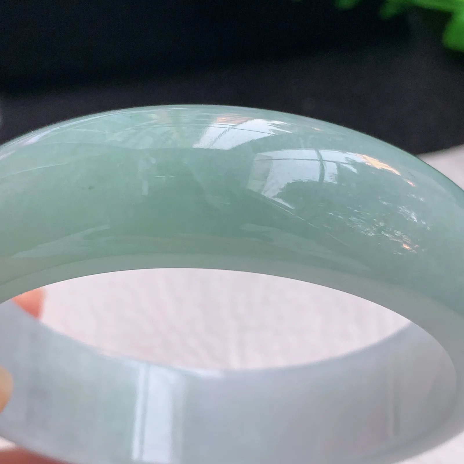 nr自然光58.5*17.5*8.5轮胎镯 缅甸翡翠a货玉手镯半山水厚装玉手环