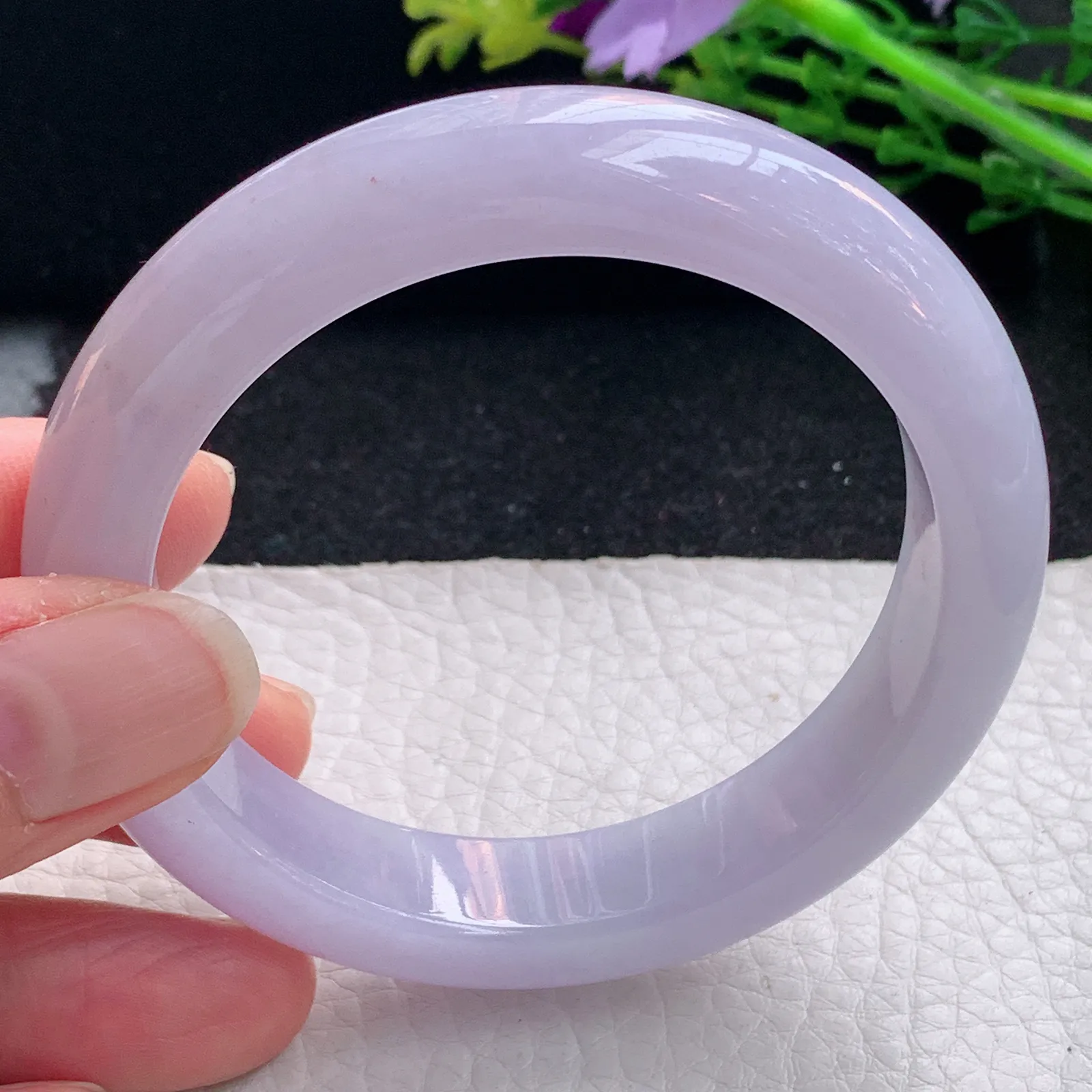 nr自然光55*12.5*9平安镯 缅甸翡翠a货玉手镯紫罗兰宽边玉手环