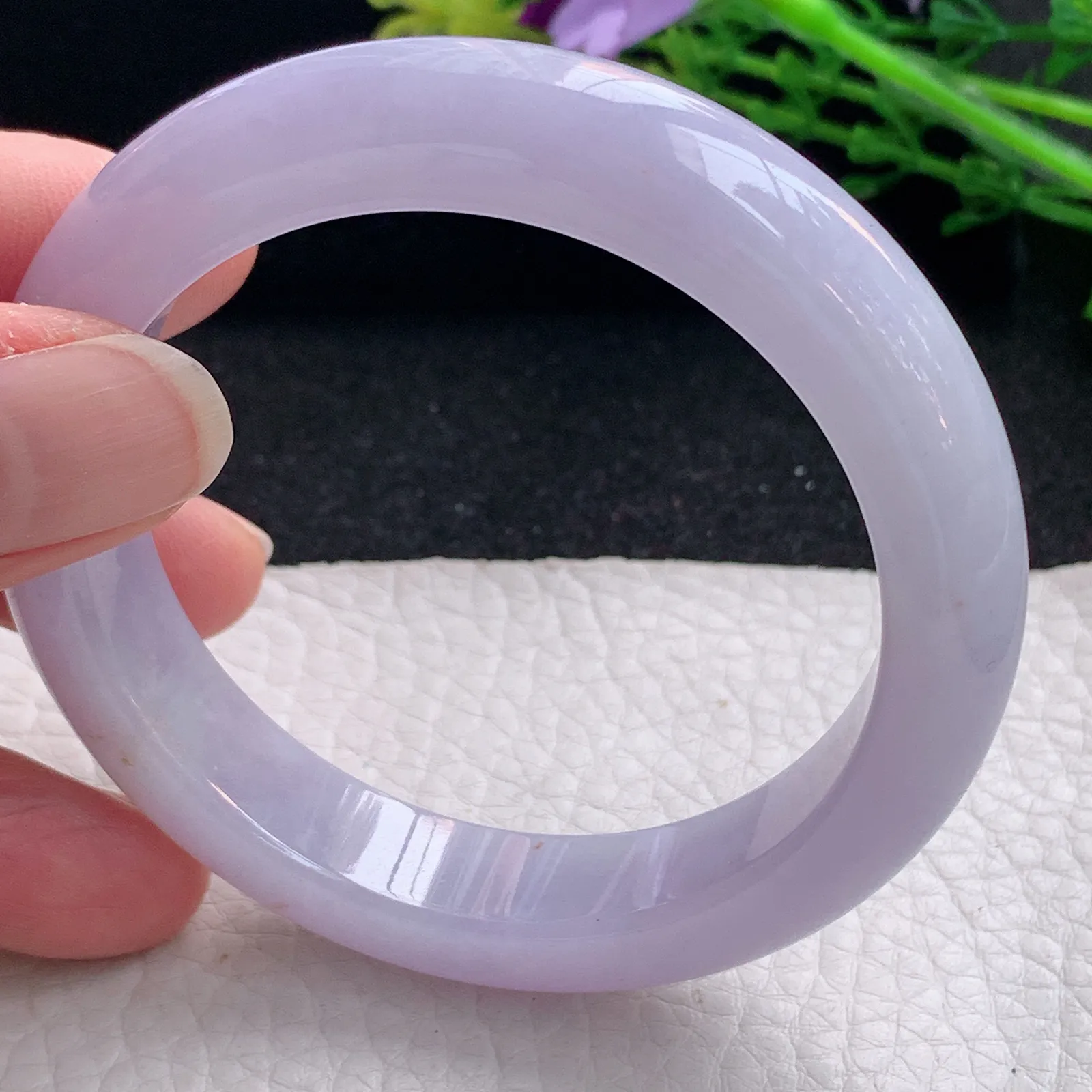 nr自然光55*12.5*9平安镯 缅甸翡翠a货玉手镯紫罗兰宽边玉手环