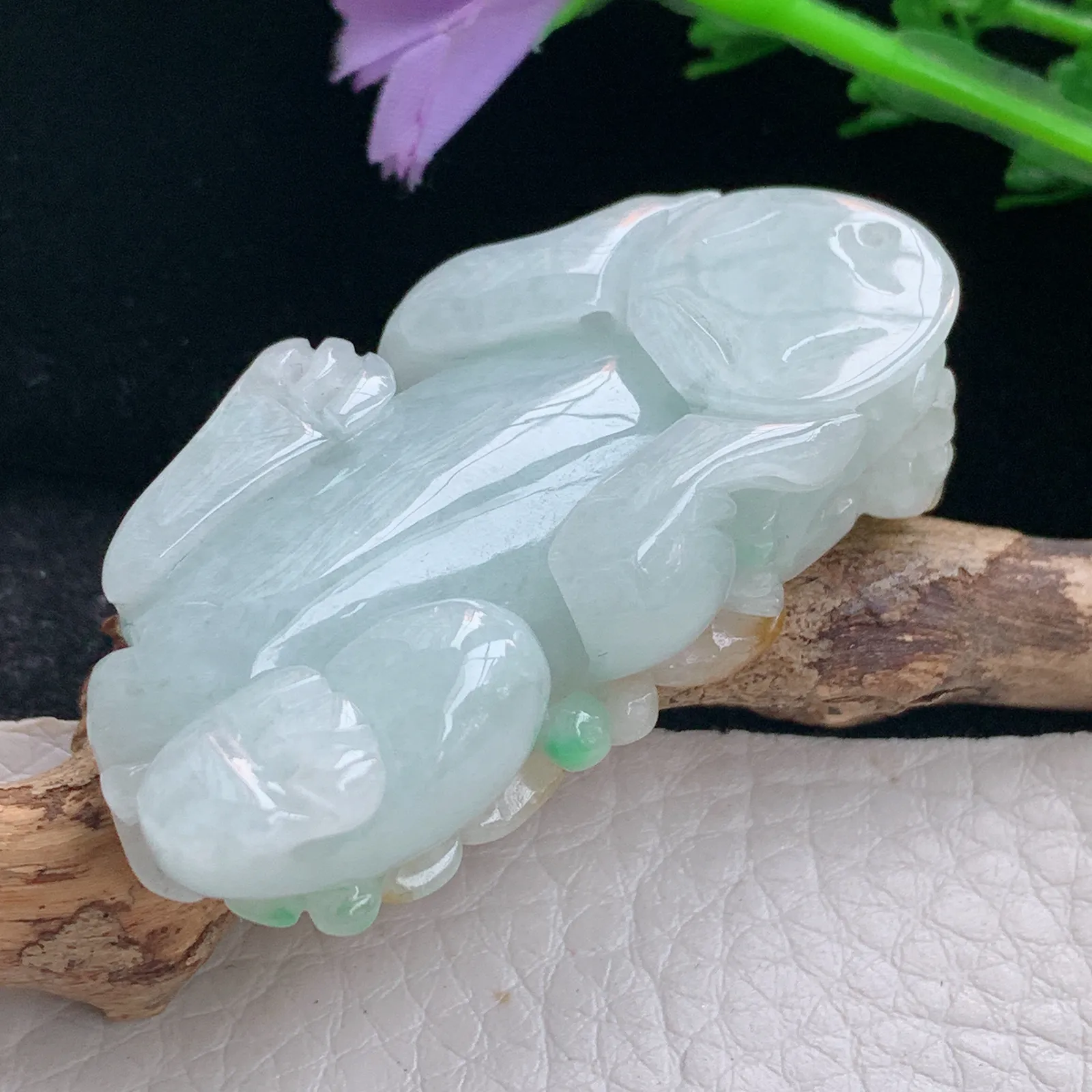 ws实拍50.8*23.6*15缅甸翡翠精雕三彩招财貔貅 玉皮休玉吊坠 玉挂件