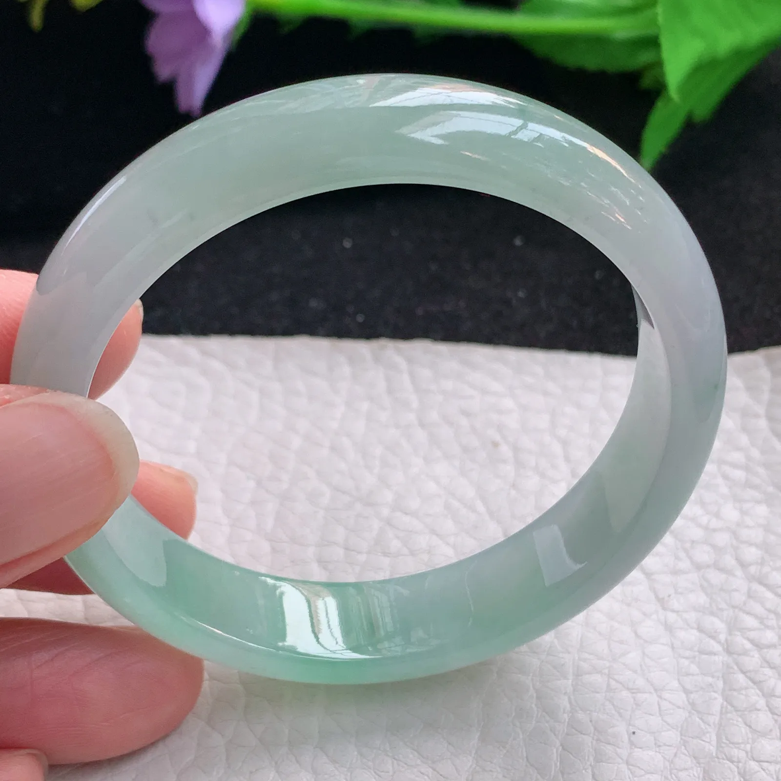 z小圈口53*12.5*6.6平安镯 缅甸翡翠a货玉手镯冰润宽边玉手环