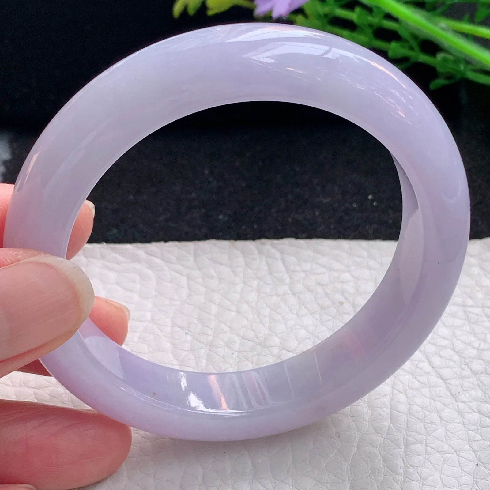 nr自然光55*12.5*9平安镯 缅甸翡翠a货玉手镯紫罗兰宽边玉手环