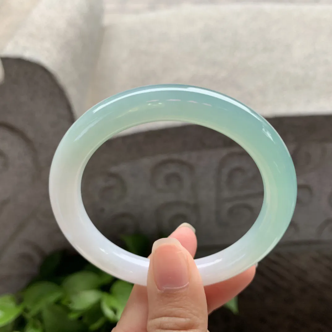 圈口 54.5-9【冰果绿圆条手镯】圆条54 55可戴