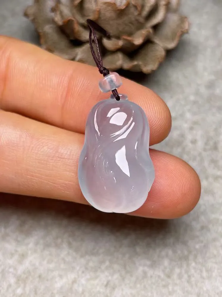 冰种【百财聚来】吊坠，种水好，玉质细腻 ，卖相好