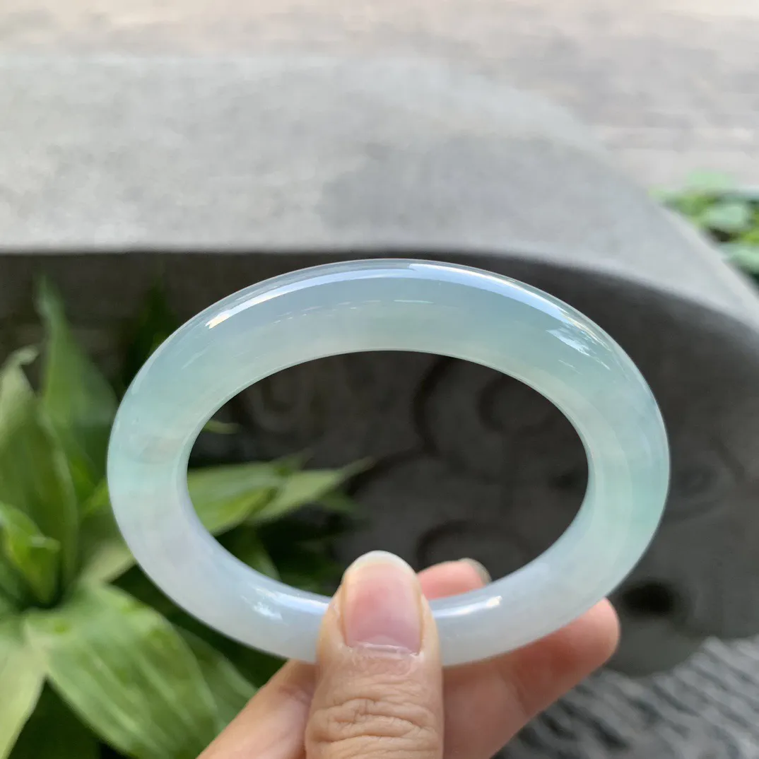 圈口56.3-10.7 【冰晴蓝圆条手镯】圆条56 57可戴