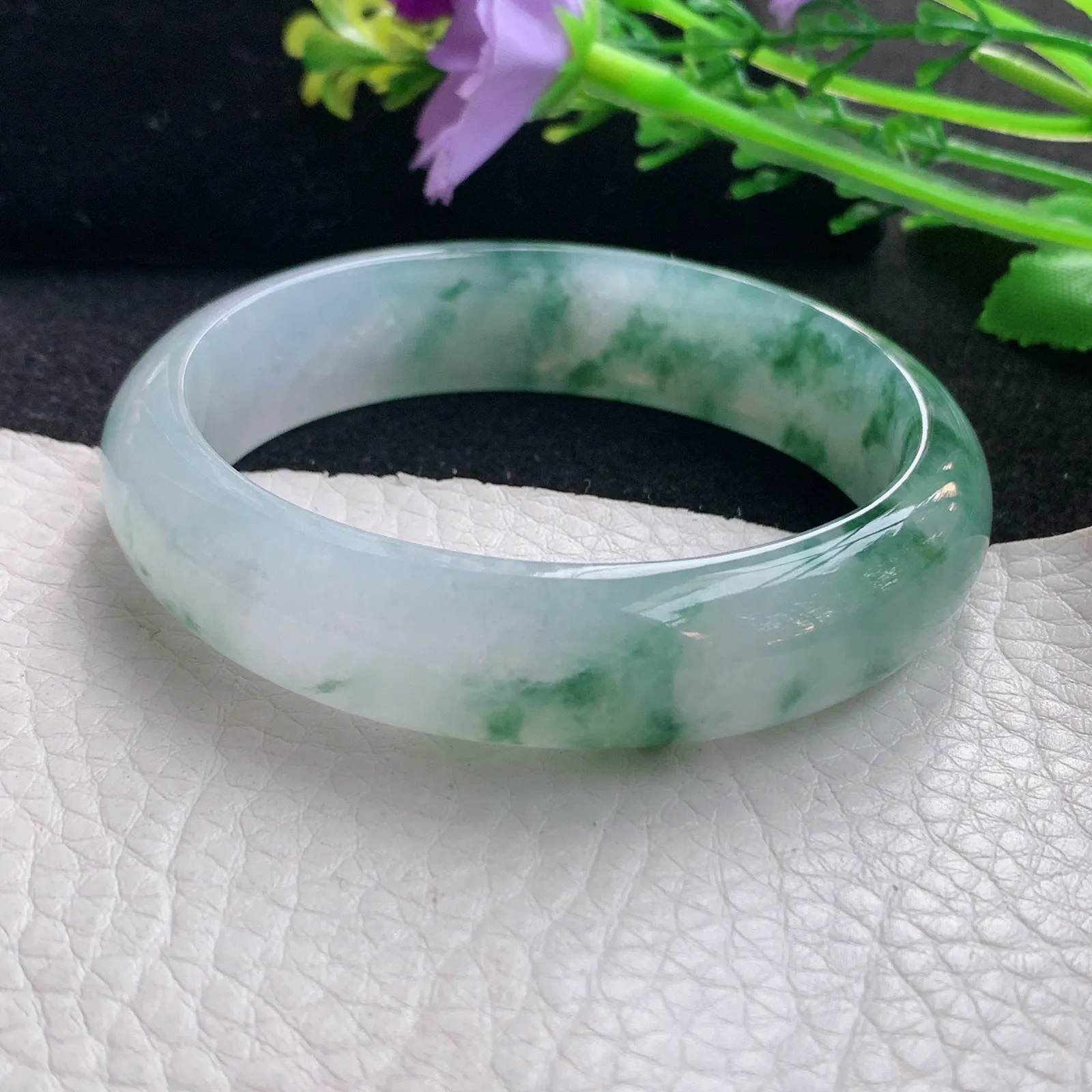 ay自然光54.5*47.8*13.9*7.2贵妃镯 缅甸翡翠a货玉手镯冰飘花蛋形玉手环