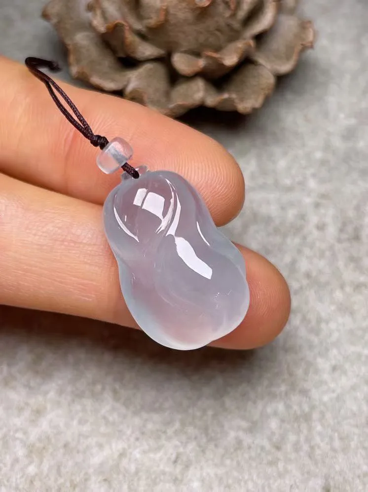 冰种【百财聚来】吊坠，种水好，玉质细腻 ，卖相好