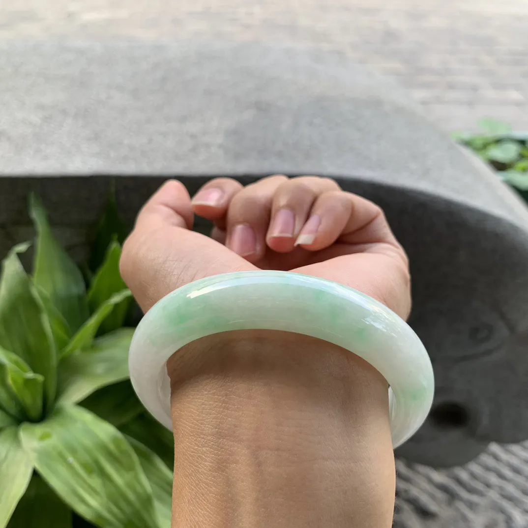 大圈口 58.6-12.6-9.5【飘绿正圈手镯】正圈58 59可戴