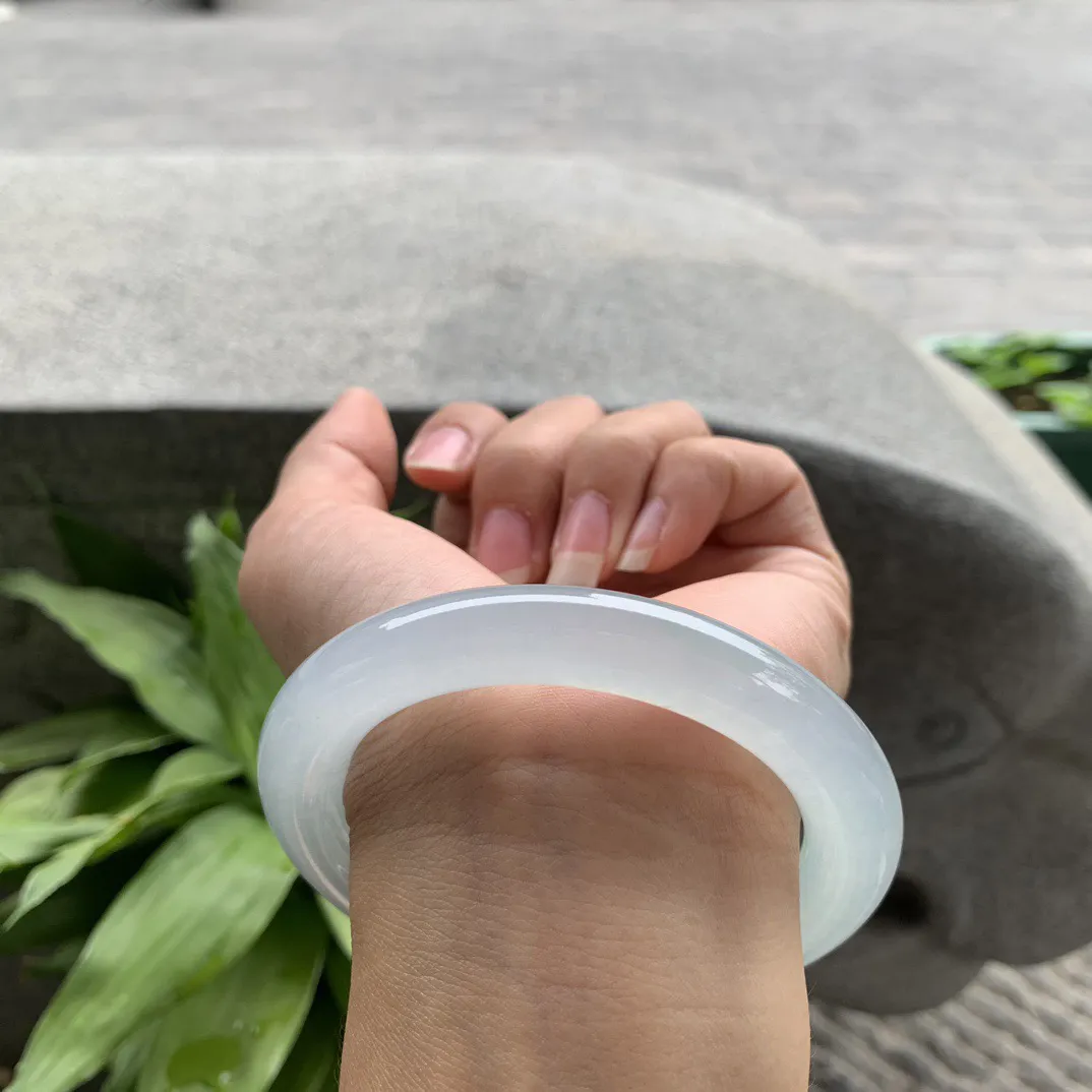 圈口 57.6-9.9【高冰晴圆条手镯】圆条57 58可戴 冰透水润