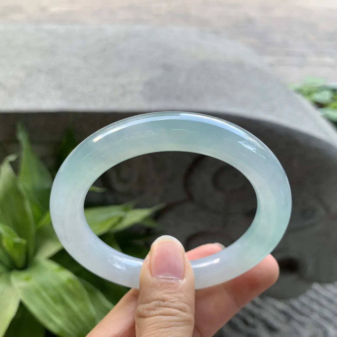 圈口56.3-10.7 【冰晴蓝圆条手镯】圆条56 57可戴