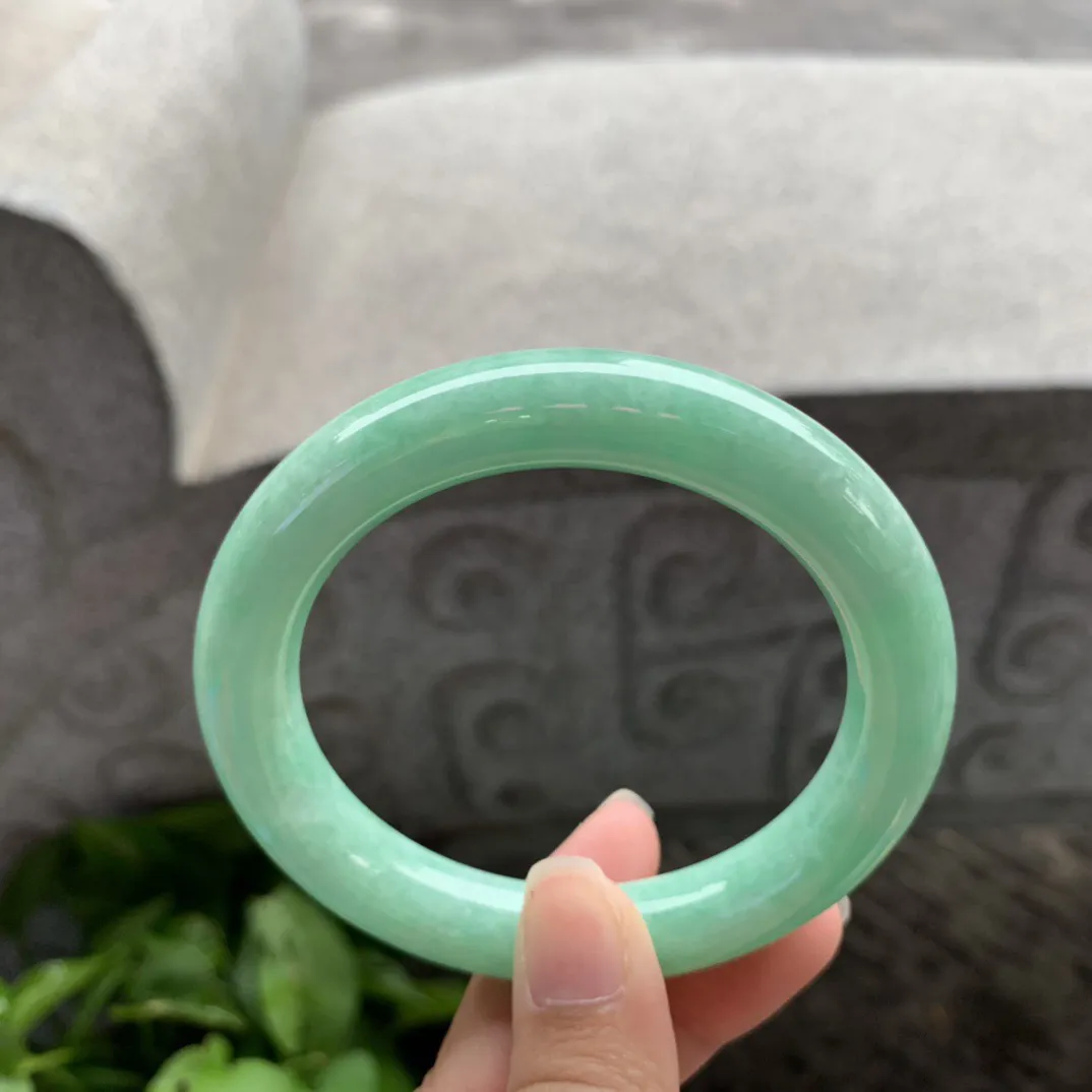 圈口57.1-11.6 【满绿圆条手镯】圆条57 58可戴