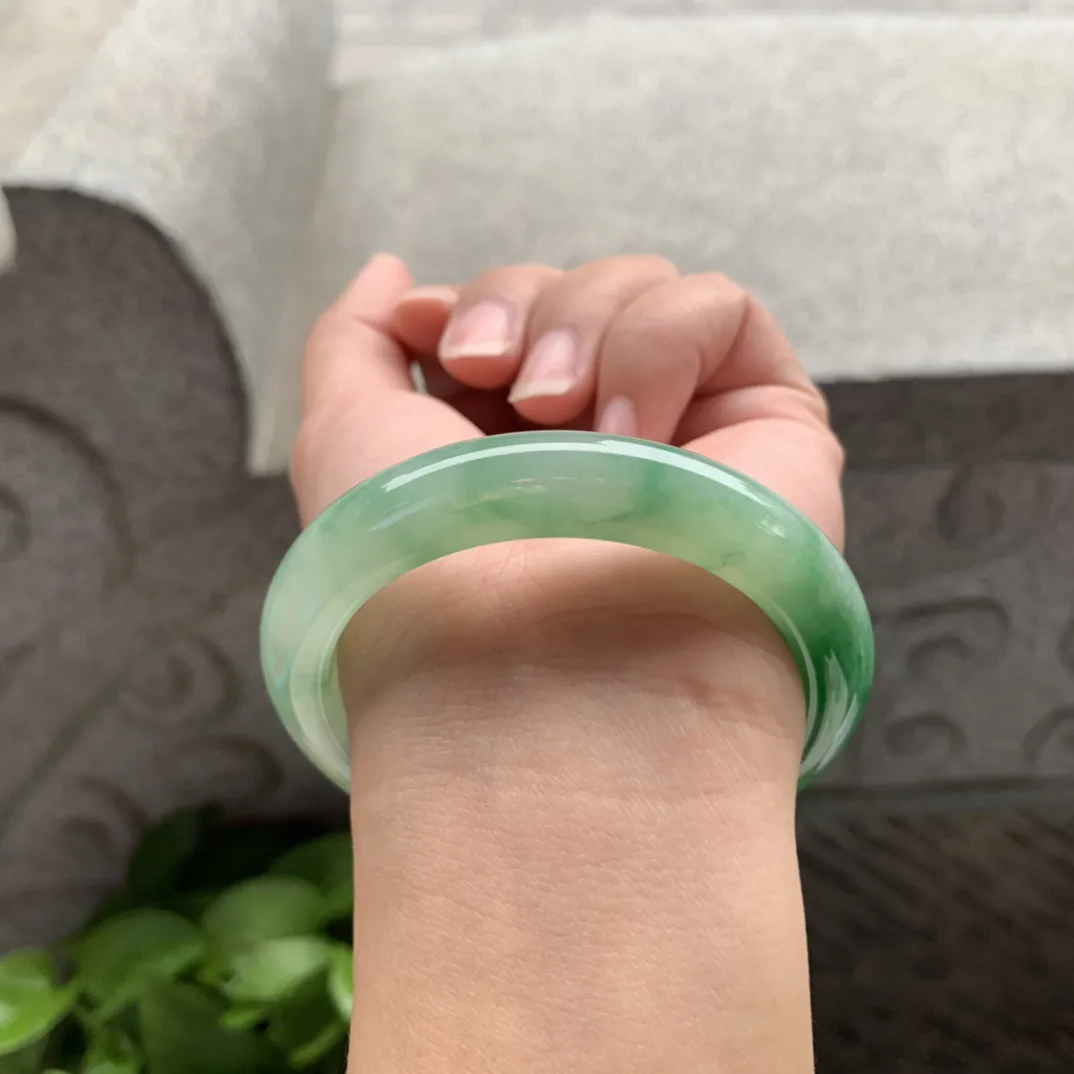小圈口53-10.7-8.6 【芙蓉绿正圈手镯】正圈53 54可戴