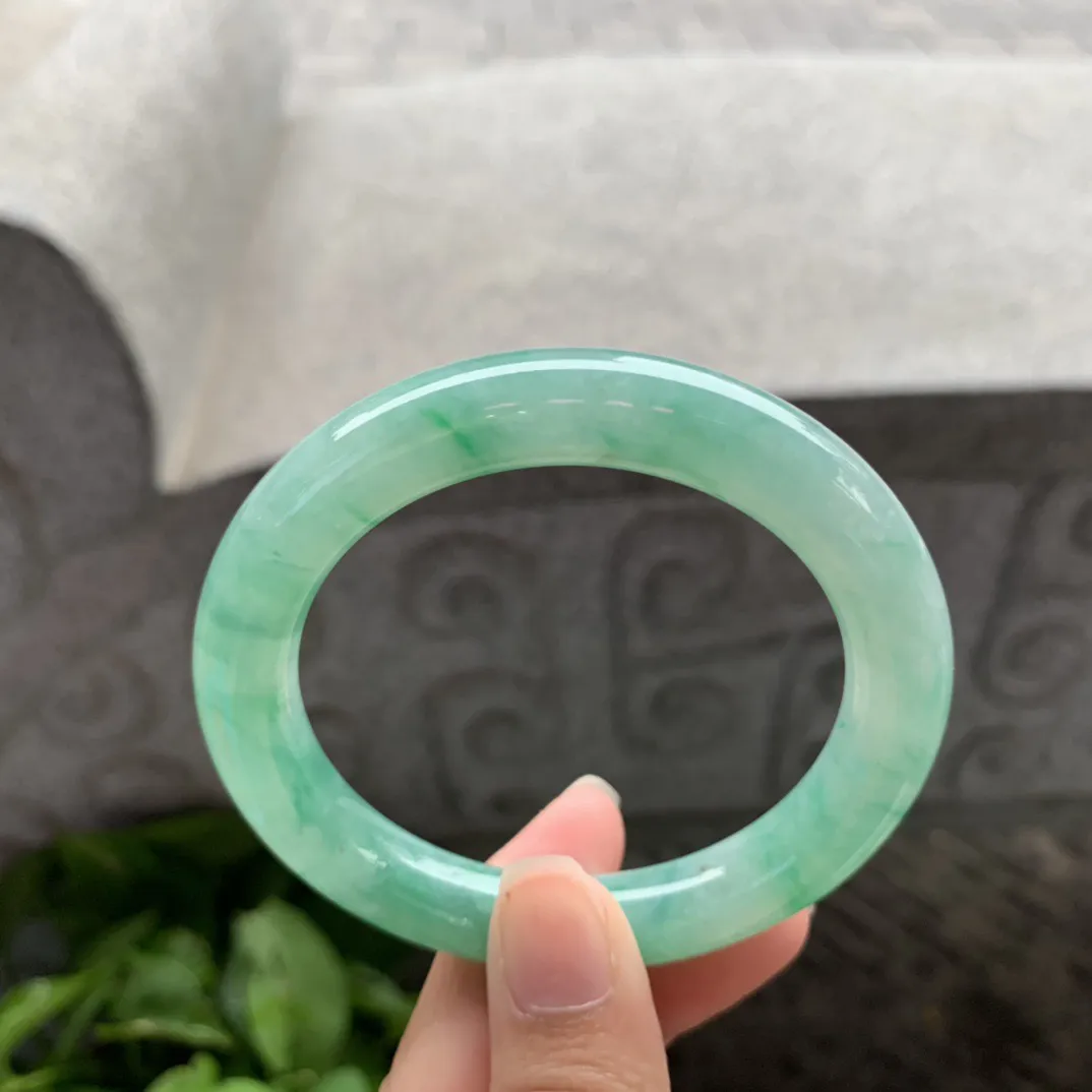 圈口54-10.1 【飘绿圆条手镯】圆条54 55可戴