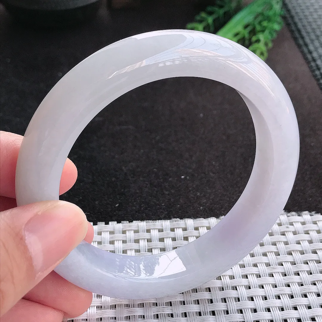 天然A货翡翠59.5/13/10老坑秀气冰润紫罗兰手镯宽边玉镯