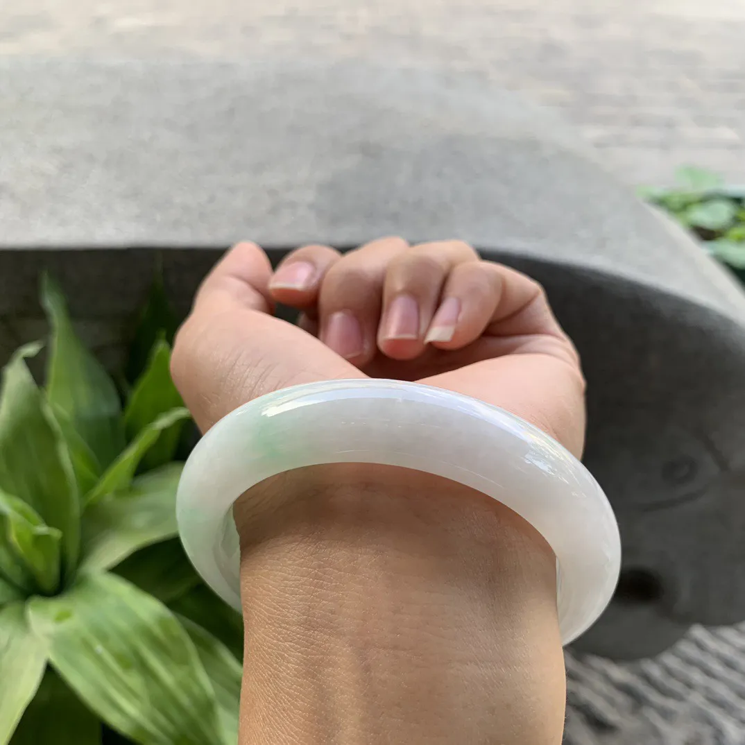 大圈口 58.6-12.6-9.5【飘绿正圈手镯】正圈58 59可戴
