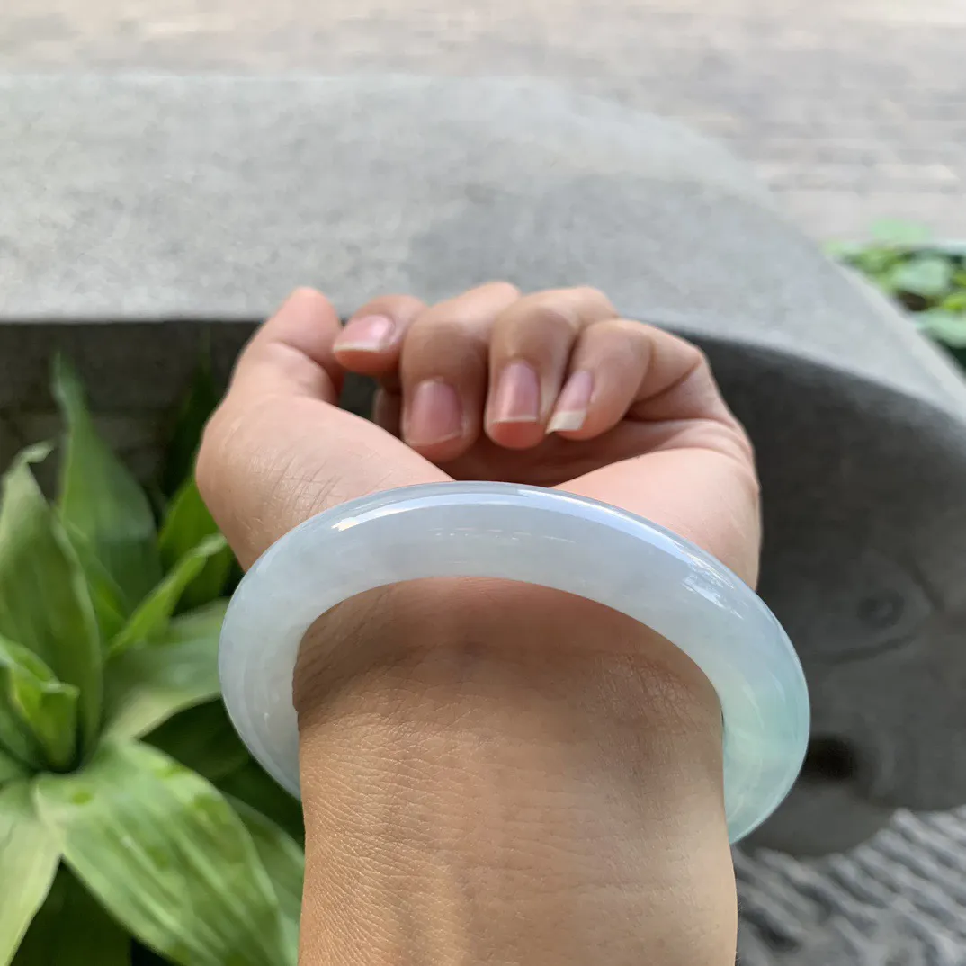 圈口56.3-10.7 【冰晴蓝圆条手镯】圆条56 57可戴