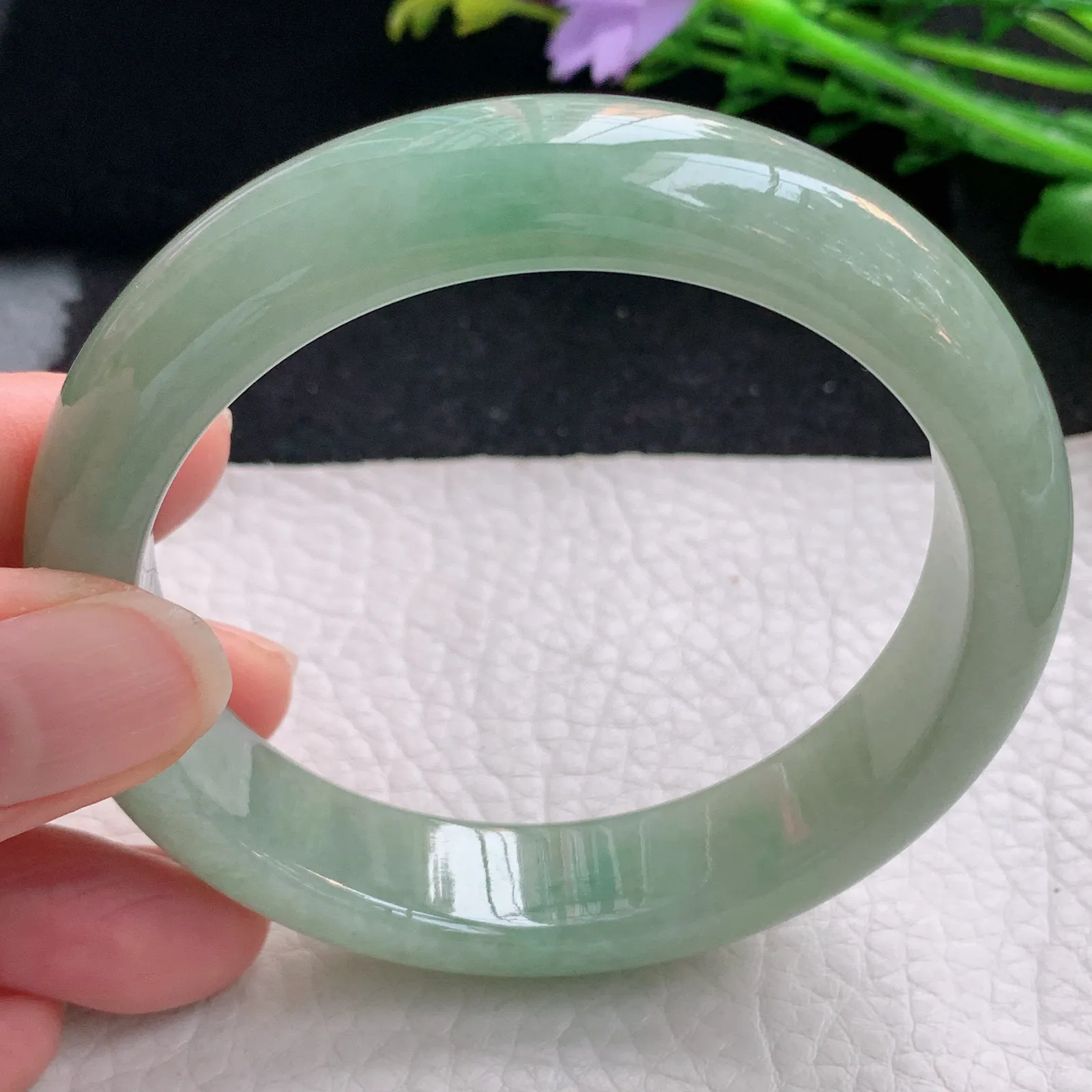 xx自然光58.5*13.8*8.2平安镯 缅甸翡翠a货玉手镯满绿宽边玉手环