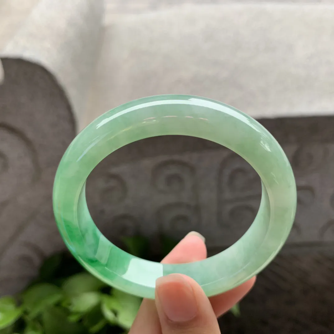 圈口 55-12.8-8.5【芙蓉阳绿正圈手镯】正圈55 56可戴