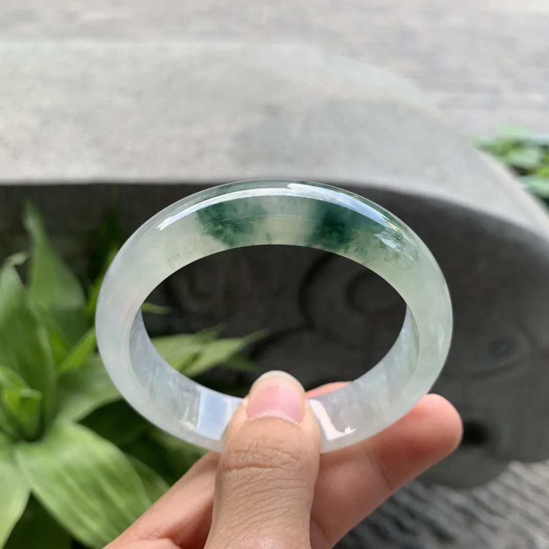 小圈口53.8-13.8-7.4 【冰种飘花正圈手镯】正圈53 54可戴