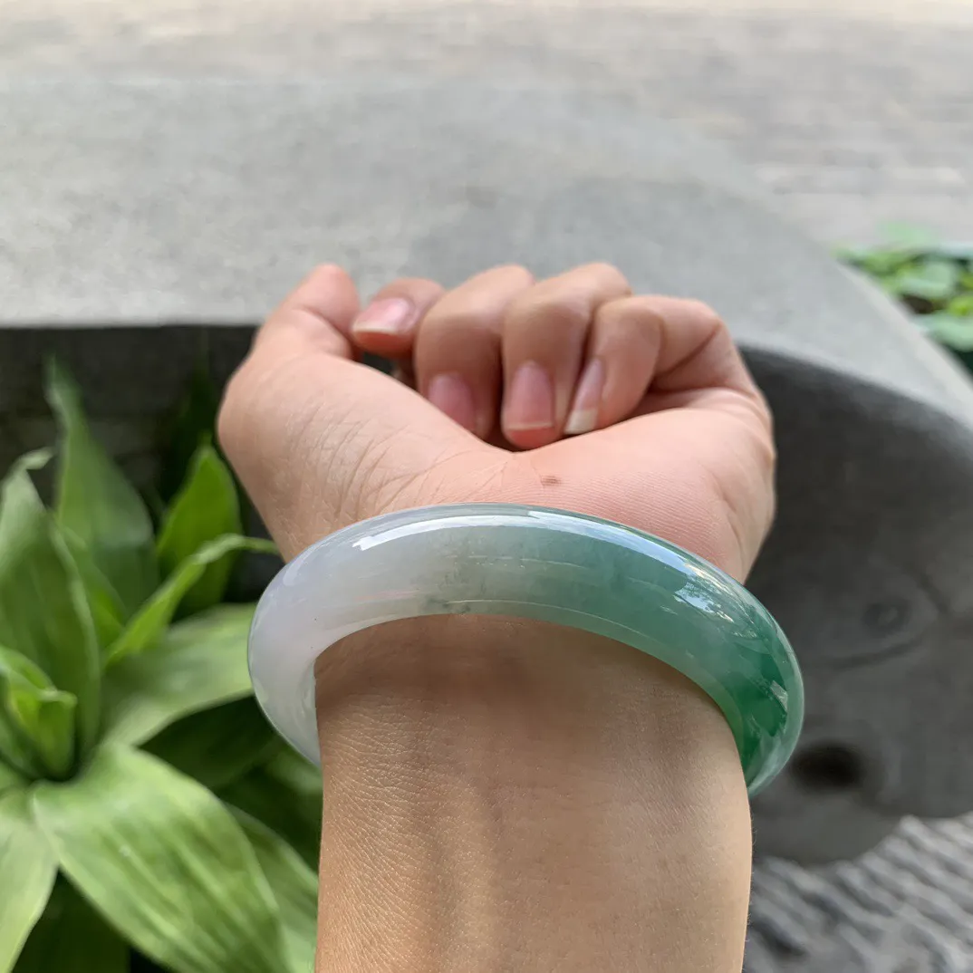 圈口 54.8-12.8-8.8【冰辣绿正圈手镯】正圈54 55可戴
