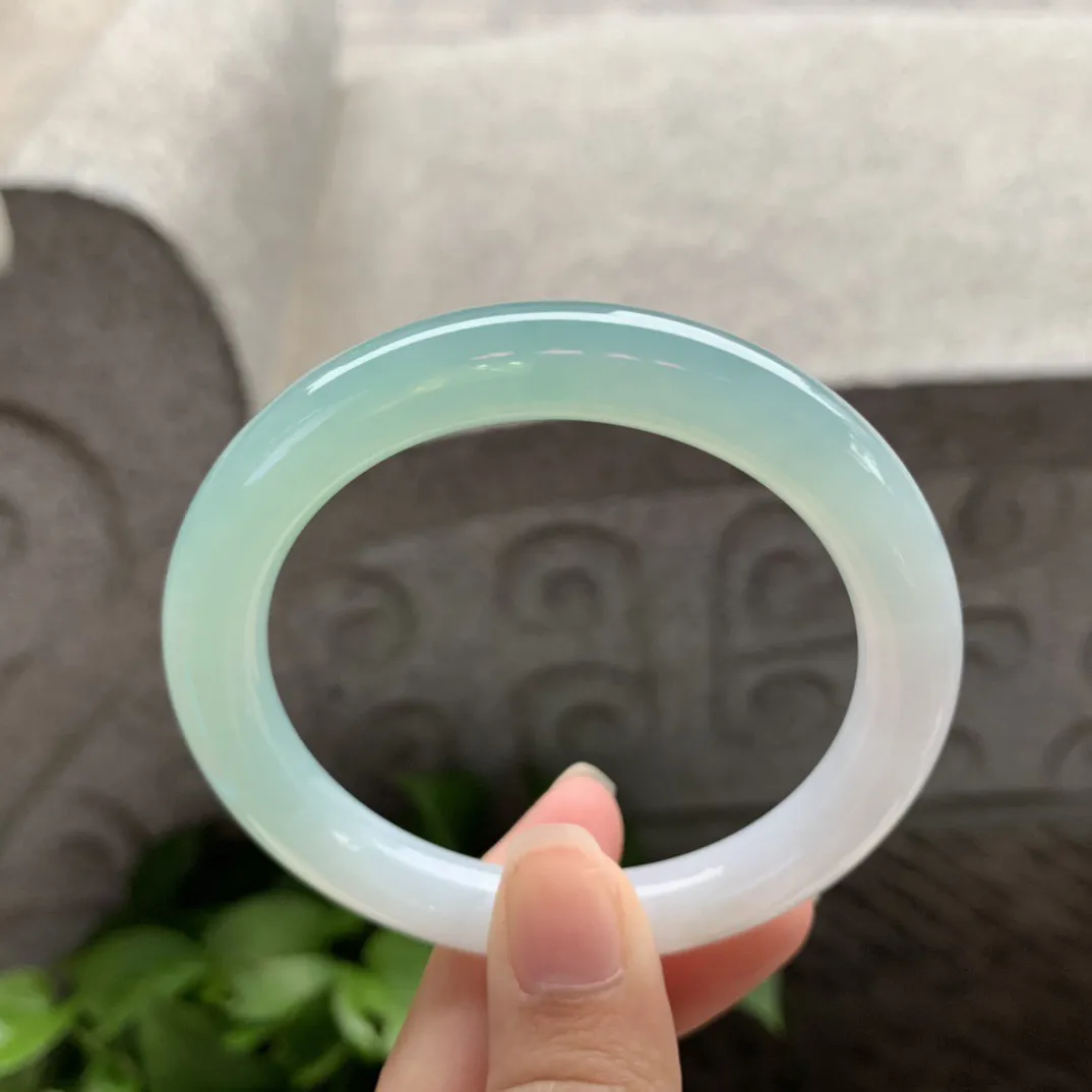 圈口 54.5-9【冰果绿圆条手镯】圆条54 55可戴