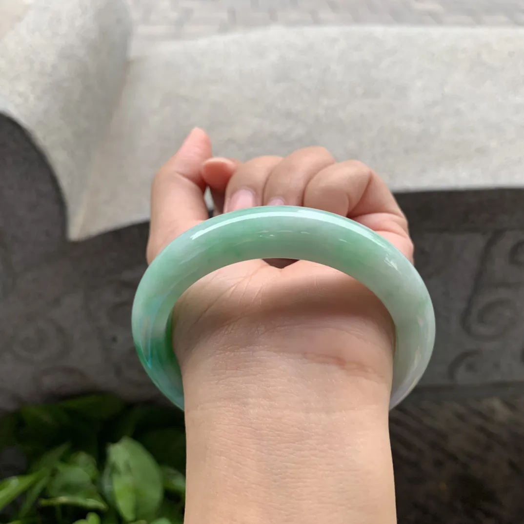 大圈口 58-12.7-9.6【飘绿正圈手镯】正圈58 59可戴