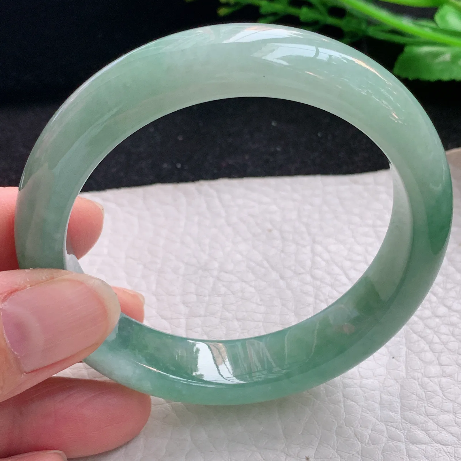 js自然光56*13.5*8.3平安镯 缅甸翡翠a货玉手镯冰润韵味宽边玉手环