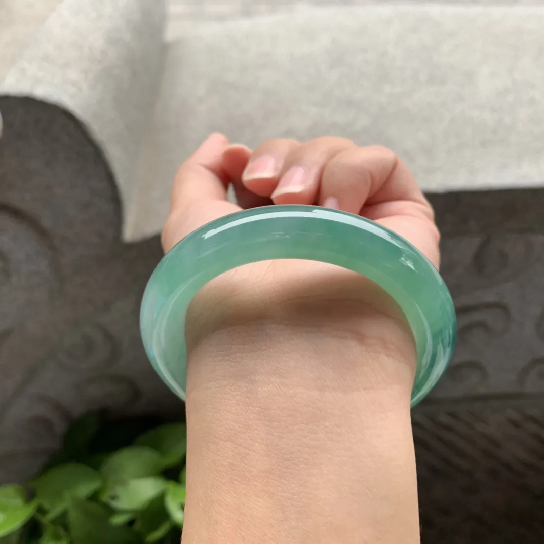 小圈口 50.7-11【冰蓝绿圆条手镯】圆条50 51可戴