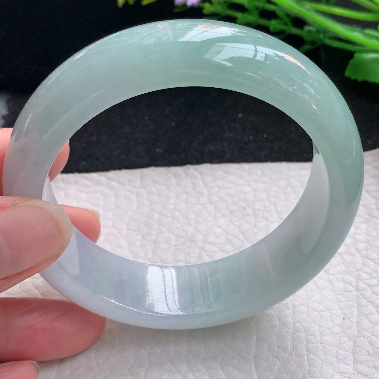 nr自然光58.5*17.5*8.5轮胎镯 缅甸翡翠a货玉手镯半山水厚装玉手环