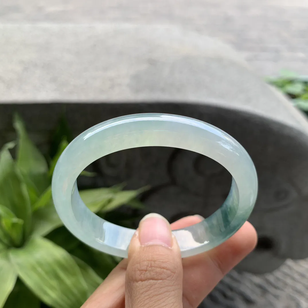 圈口56.2-49.4-12-7.4 【冰种飘花贵妃手镯】贵妃56 57可戴