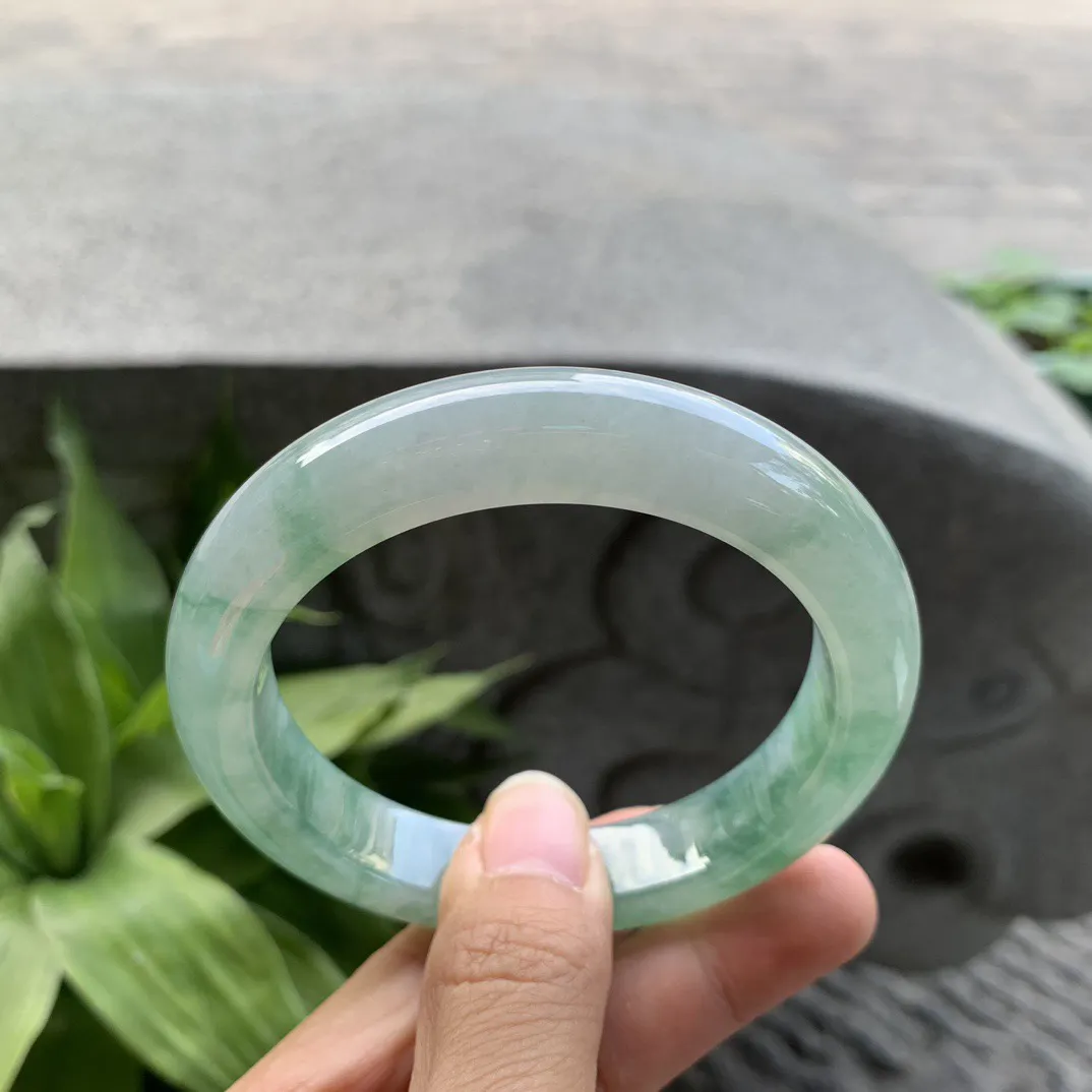 大圈口58.4-12.3-9.5 【冰芙蓉绿正圈手镯】正圈58 59可戴